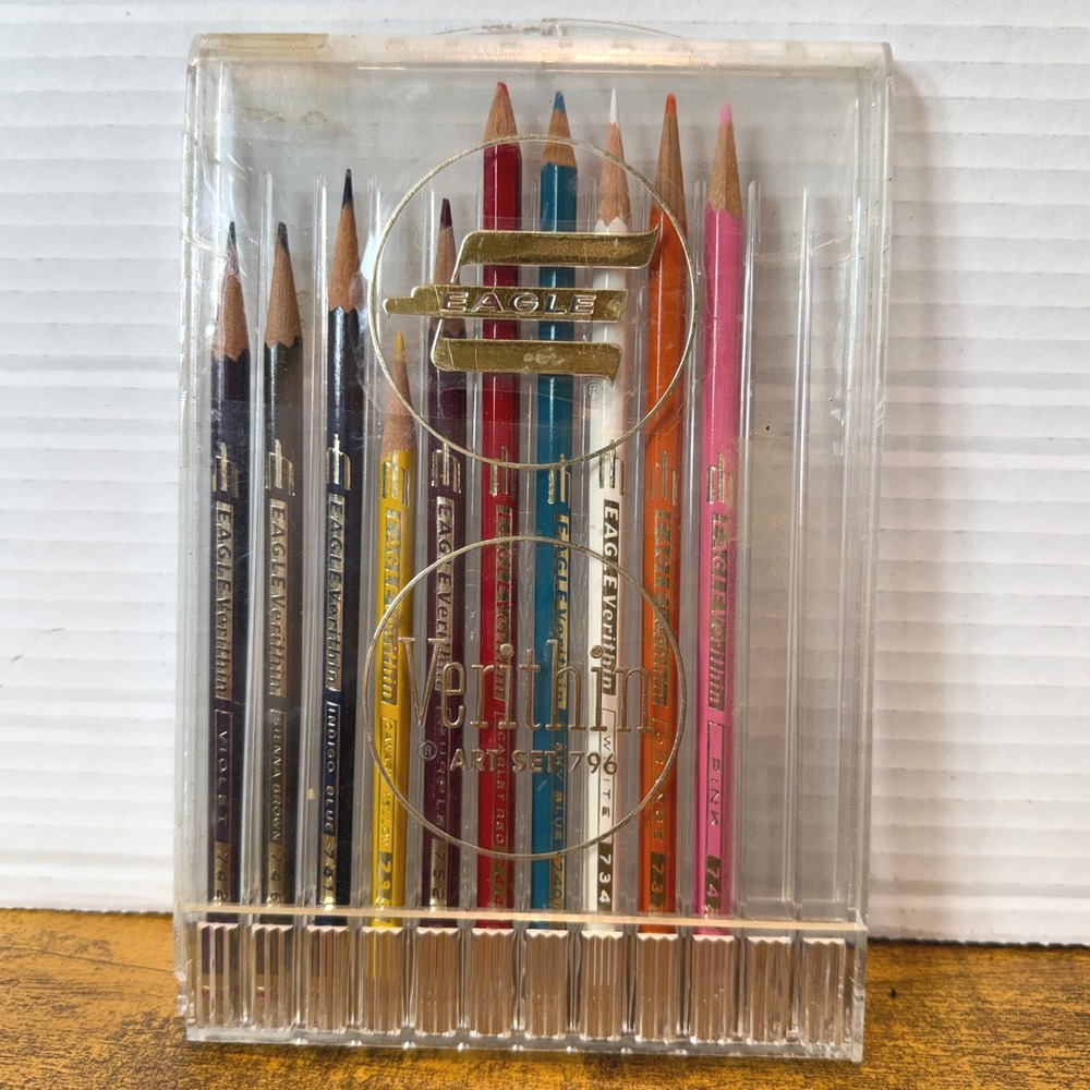 VTG Eagle Verithin Art Set Colored Pencils 10 Ct USA Drawing Illustration Prop